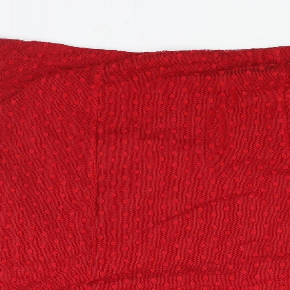 Renaissance Womens Red Polka Dot Polyester A-Line Skirt Size 24