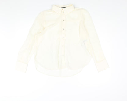 Zara Womens Ivory Polyester Basic Blouse Size XS Collared - Semi Sheer