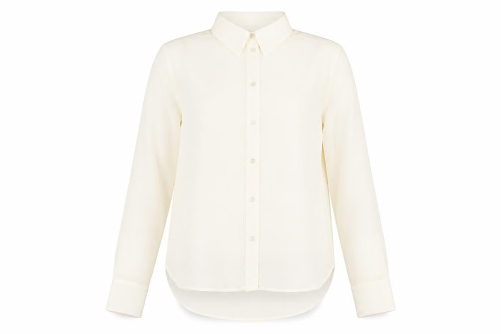 Zara Womens Ivory Polyester Basic Blouse Size XS Collared - Semi Sheer