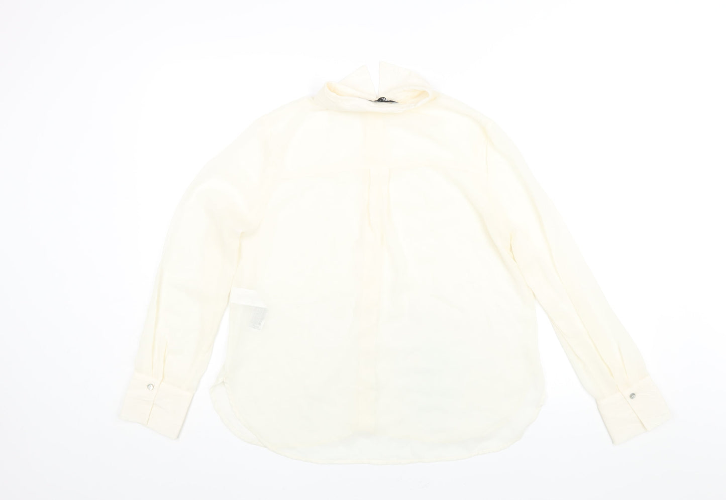 Zara Womens Ivory Polyester Basic Blouse Size XS Collared - Semi Sheer