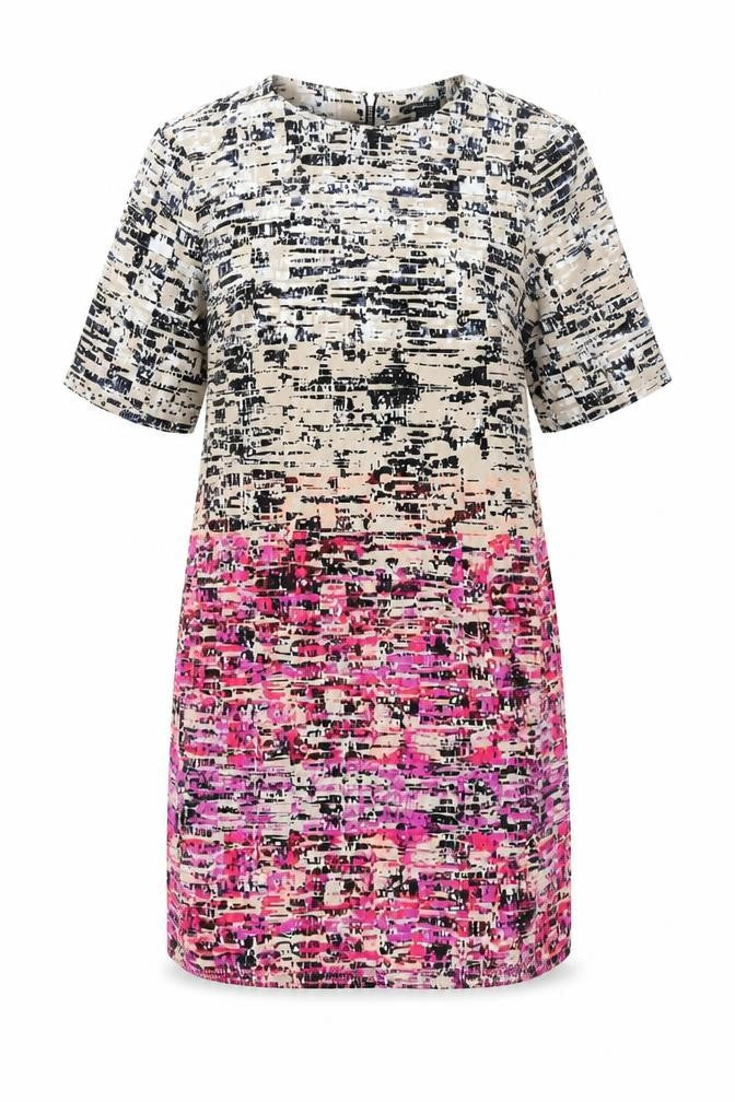 Warehouse Womens Multicoloured Geometric Polyester Shift Size 12 Round Neck Zip