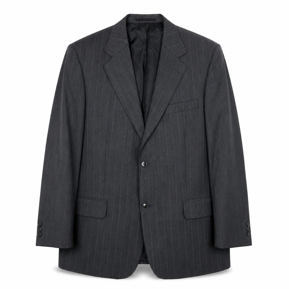 Brook Taverner Mens Grey Striped Polyester Jacket Suit Jacket Size 42 Regular