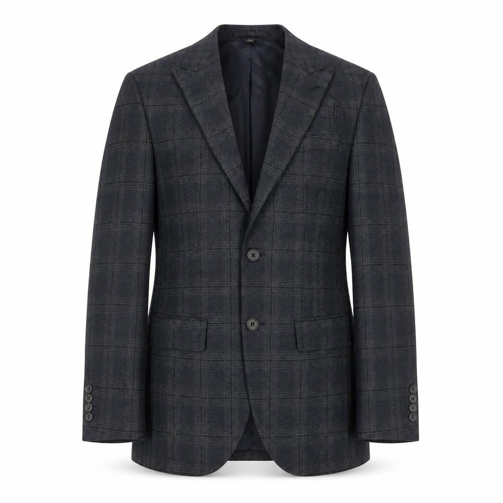 Marks & Spencer Mens Blue Check Polyester Jacket Suit Jacket Size 34 Regular