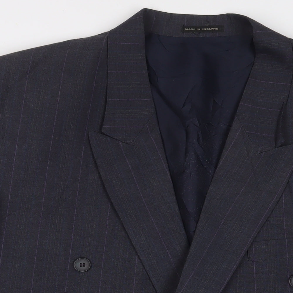Rival Mens Grey Plaid Wool Jacket Suit Jacket Size 44 Regular