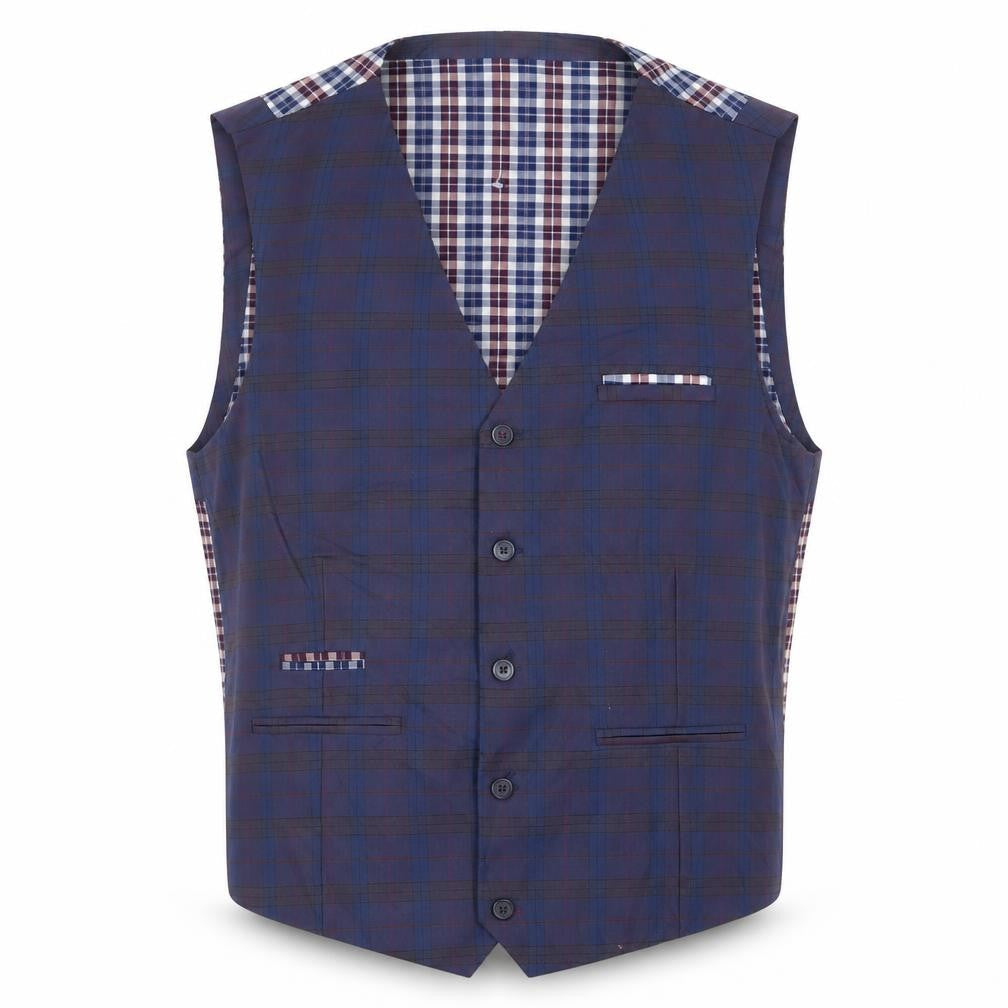 Steal & Jelly Mens Blue Plaid Polyester Jacket Suit Waistcoat Size 2XL Regular