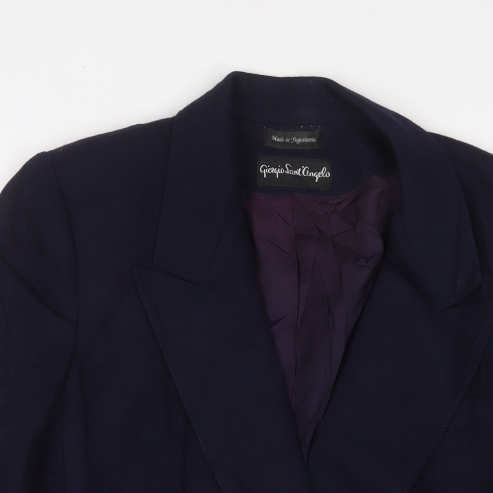 Giorgio Sant'Angelo Mens Blue Wool Jacket Suit Jacket Size 36 Regular