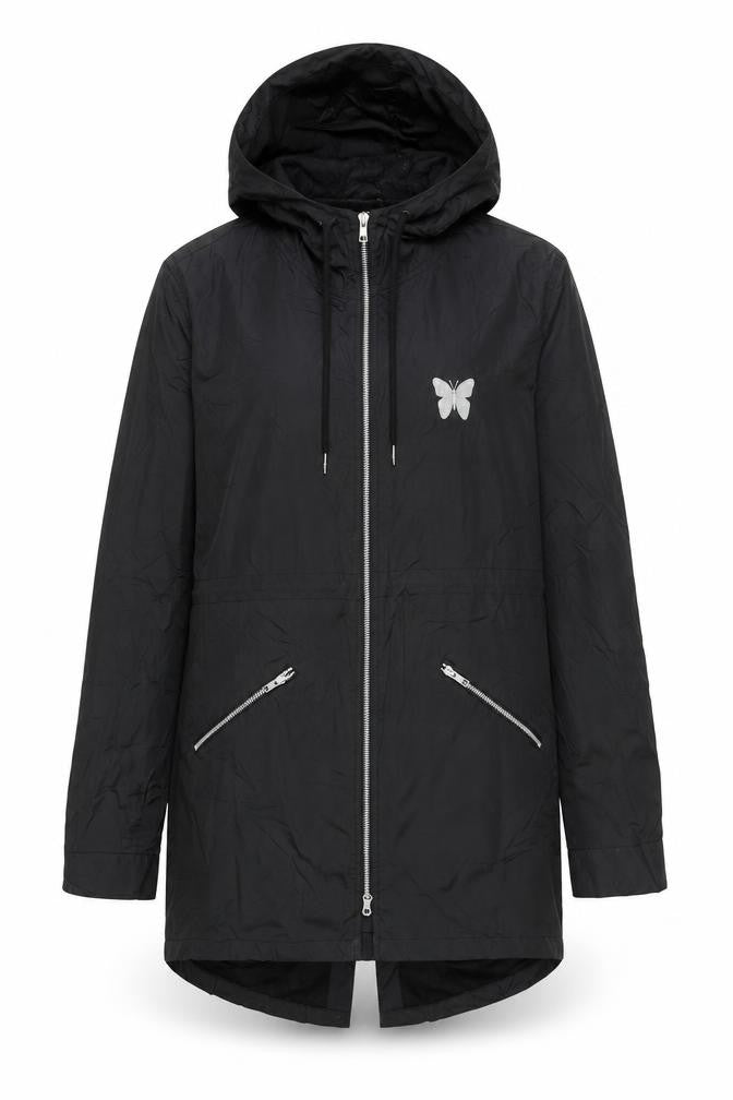 Good For Nothing Womens Black Jacket Coat Size M Zip - Butterfly, Embroidered