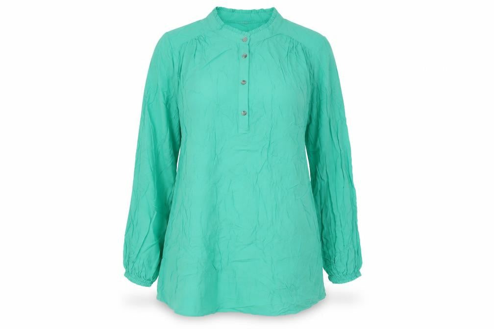 Marks & Spencer Womens Green Viscose Basic Blouse Size 10 V-Neck - Pleated