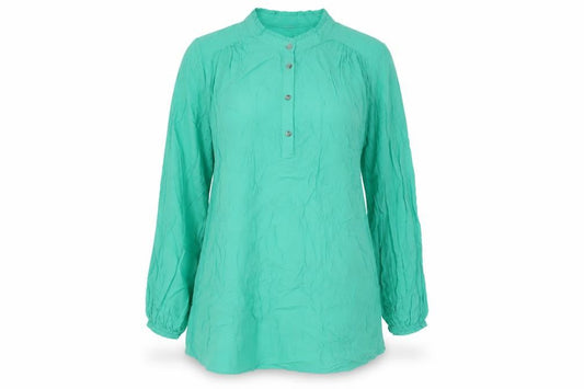 Marks and Spencer Womens Green Viscose Basic Blouse Size 10 V-Neck - Pleated