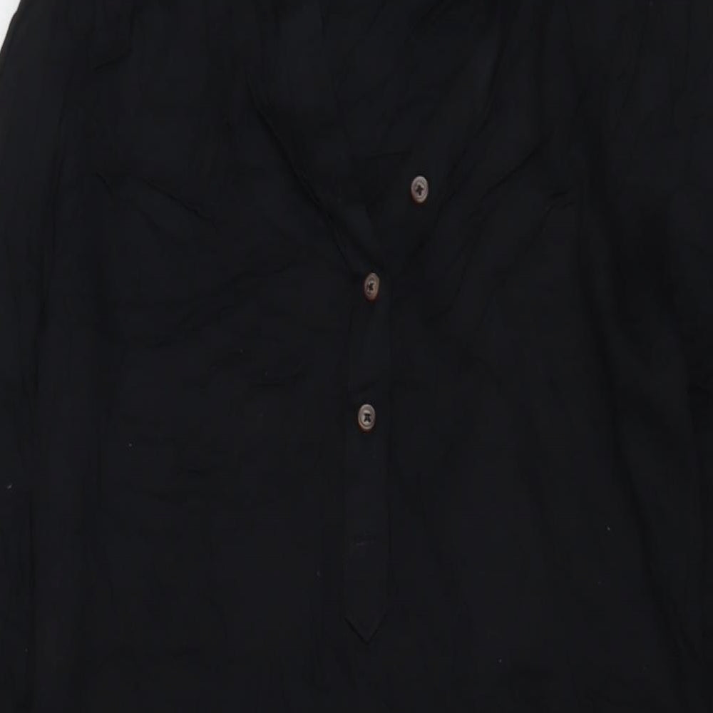 Marks and Spencer Womens Black Viscose A-Line Size 6 V-Neck Button