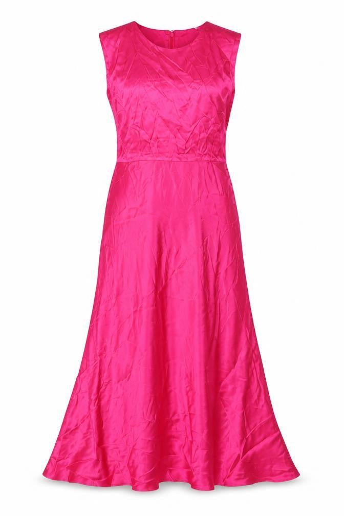 Marks & Spencer Womens Pink Viscose A-Line Size 6 Boat Neck Zip - Belted