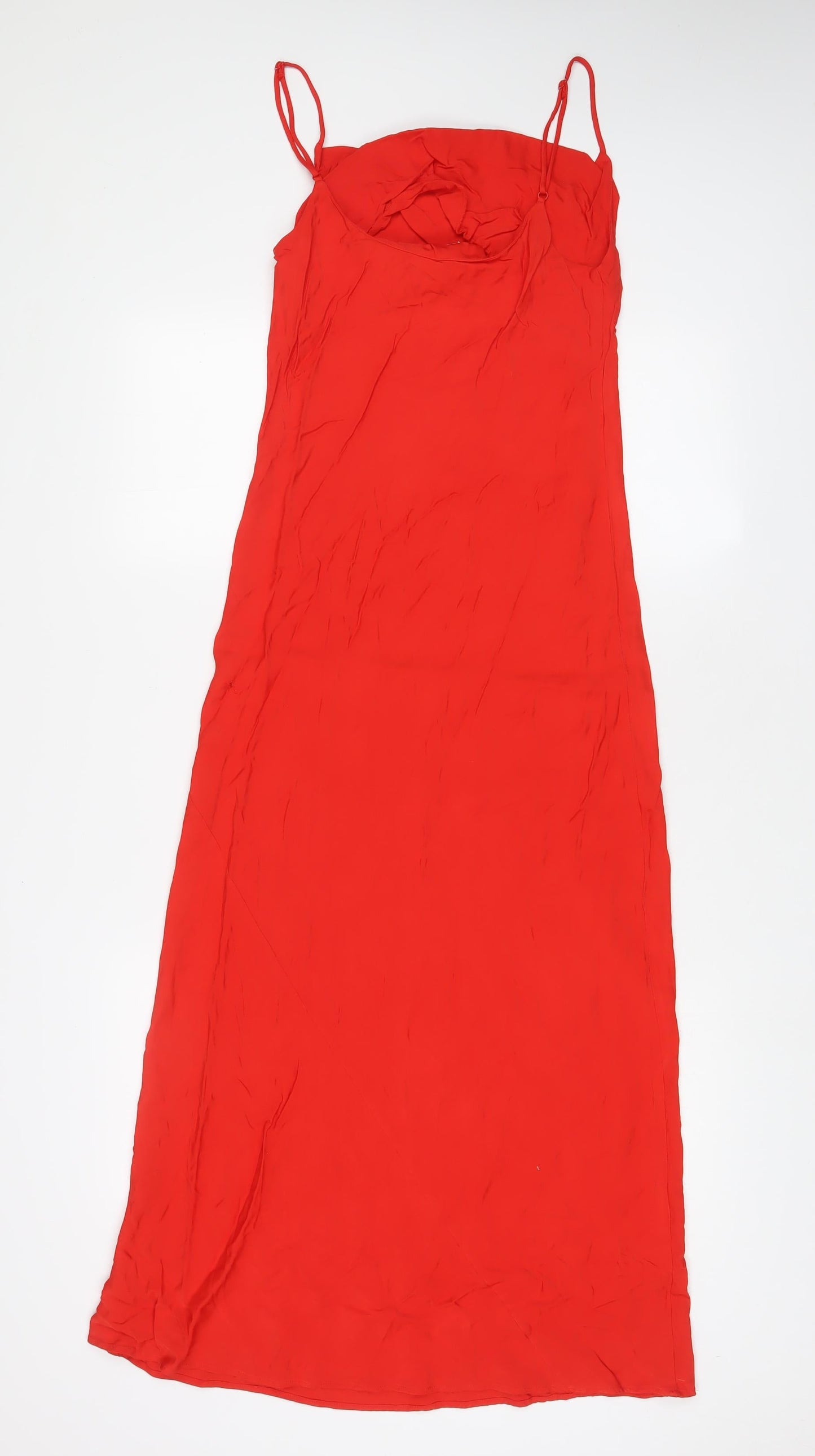 Zara Womens Red Viscose A-Line Size XS Square Neck Pullover