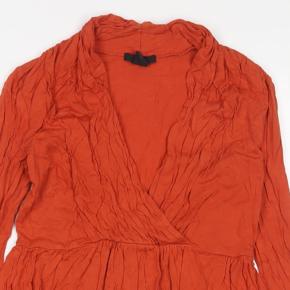 H&M Womens Orange Viscose A-Line Size XS V-Neck Pullover