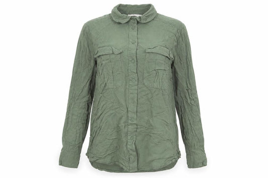 H&M Womens Green Viscose Basic Button-Up Size 6 Collared