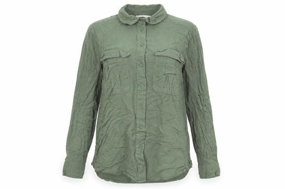 H&M Womens Green Viscose Basic Button-Up Size 6 Collared