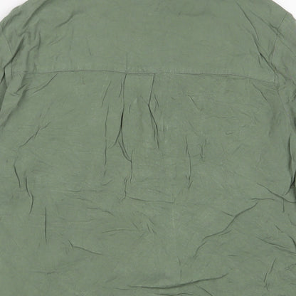 H&M Womens Green Viscose Basic Button-Up Size 6 Collared