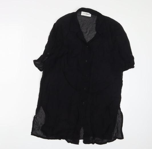 Doris Streich. Womens Black Polyester Basic Button-Up Size 8 Collared