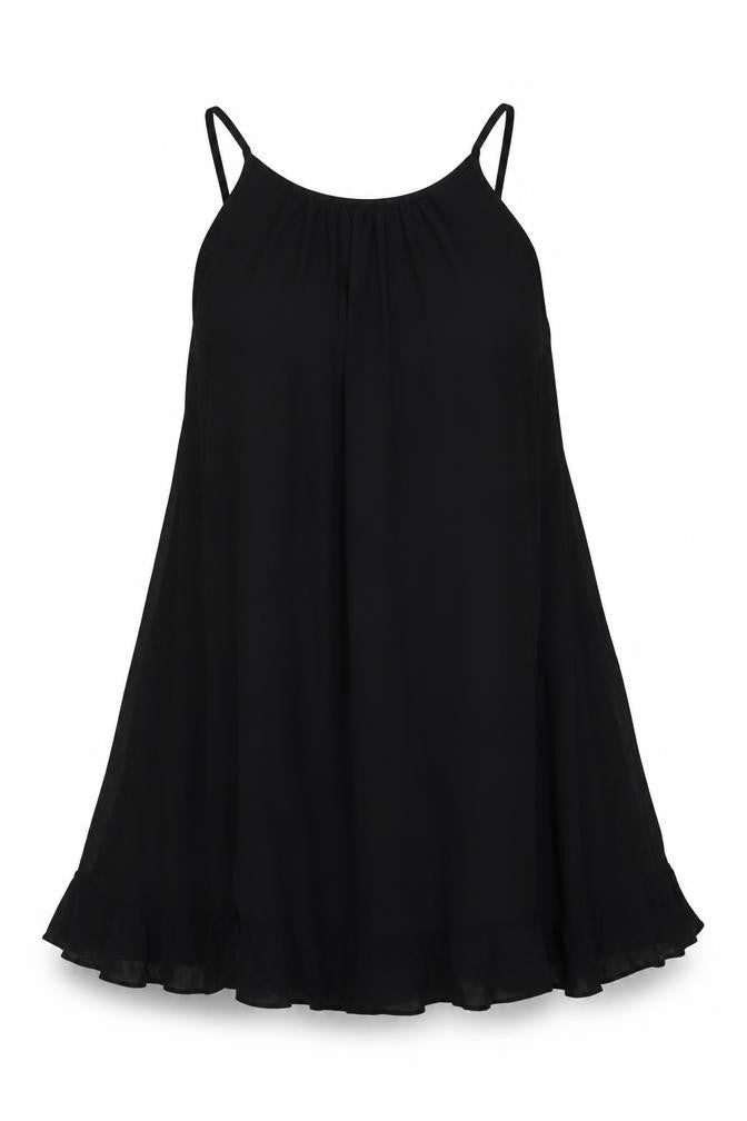 Marks & Spencer Womens Black Viscose A-Line Size 12 Scoop Neck Pullover - Pleated
