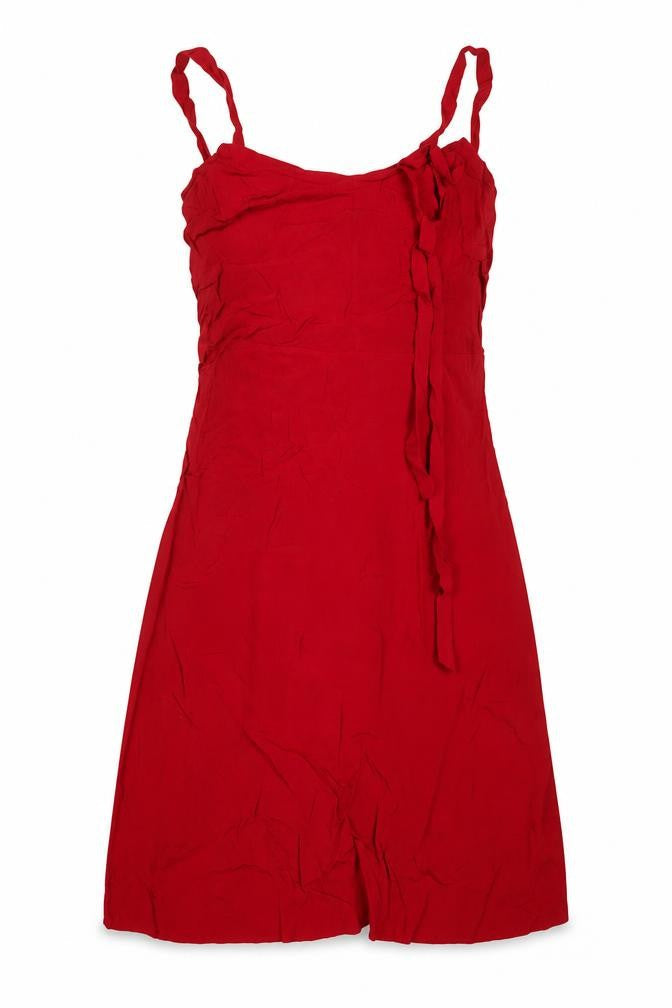 Lala foi Womens Red Viscose A-Line Size S Scoop Neck Zip