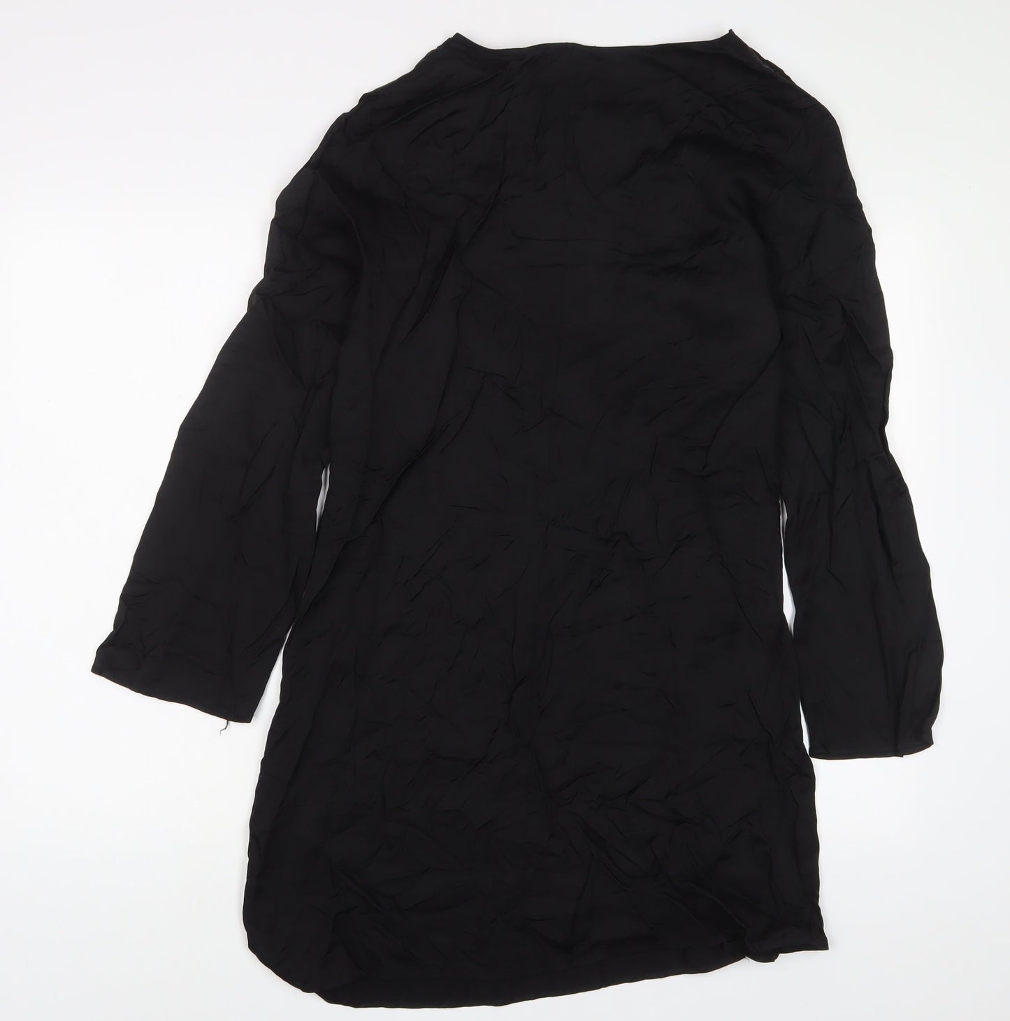 H&M Womens Black Viscose A-Line Size 8 Crew Neck Pullover - Pleated