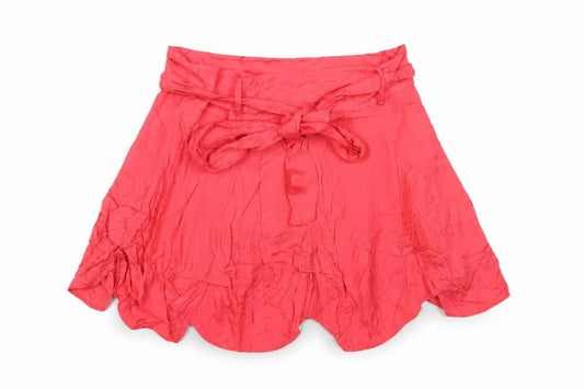 Dorothy Perkins Womens Pink Viscose A-Line Skirt Size 10 - Belted