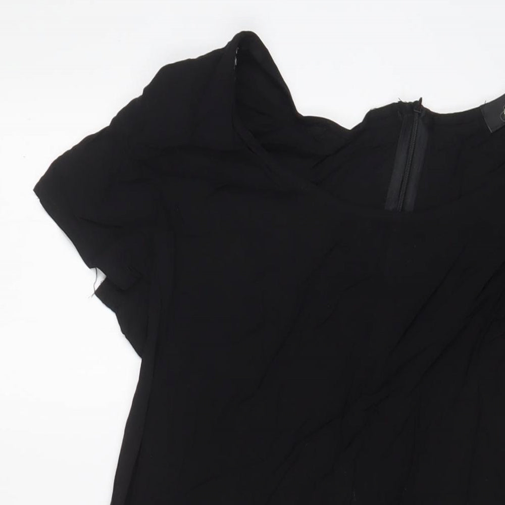 Rage Womens Black Viscose A-Line Size 14 Scoop Neck Zip