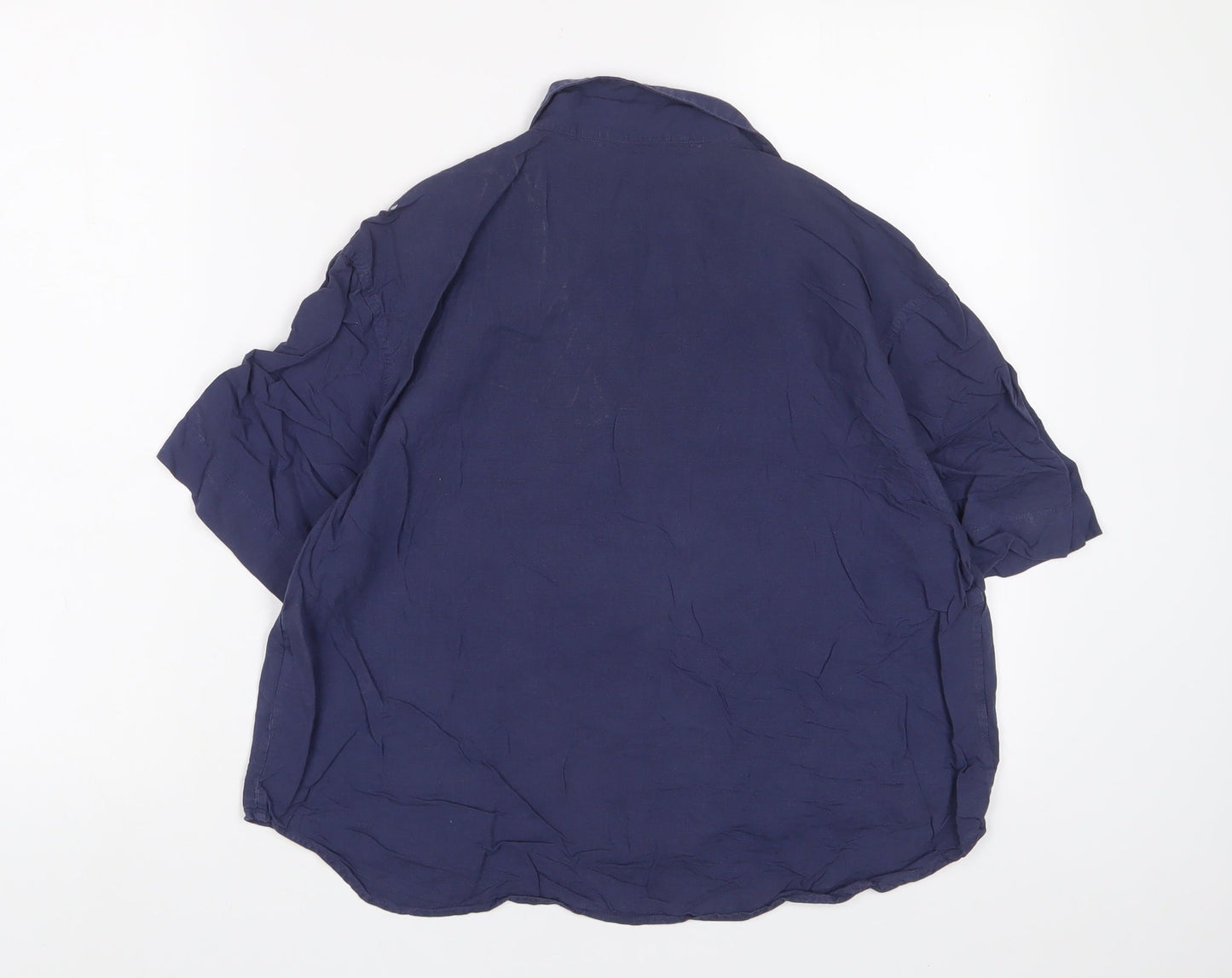Uniqlo Womens Blue Viscose Basic Button-Up Size S Collared