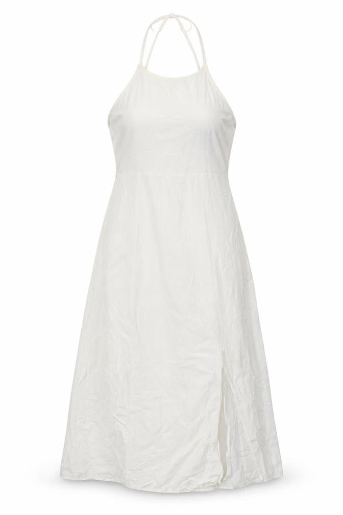 NEXT Womens Ivory Cotton A-Line Size 10 Square Neck Tie - Side Slit