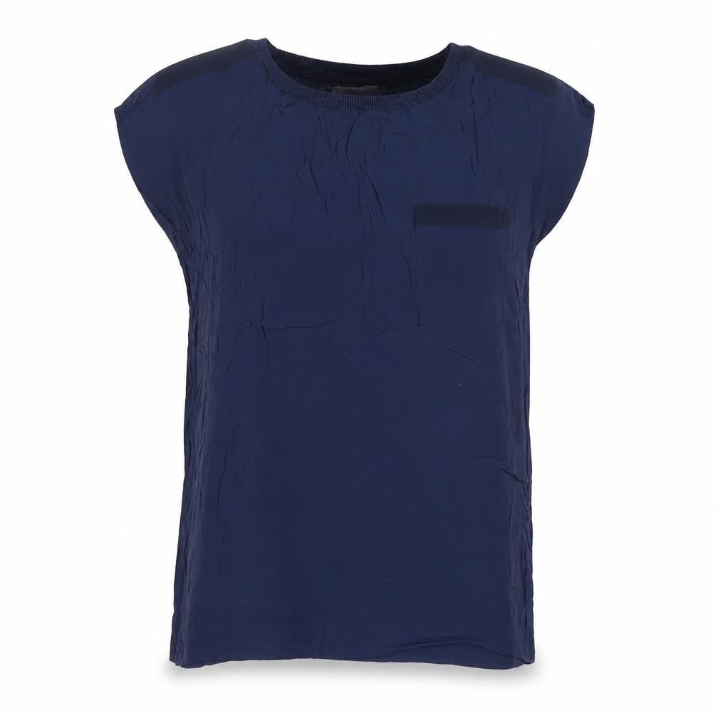 Soaked in Luxury Womens Blue Viscose Basic T-Shirt Size L Crew Neck