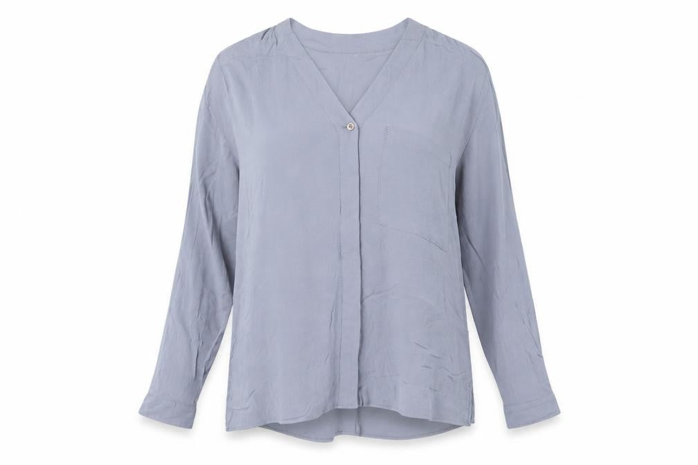 Topshop Womens Blue Viscose Basic Blouse Size 8 V-Neck