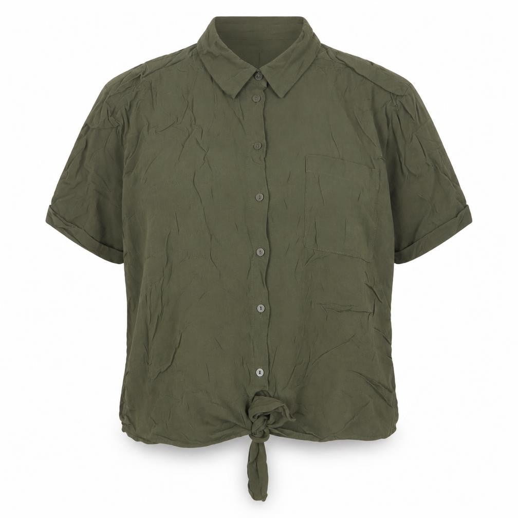 Warehouse Womens Green Viscose Basic Button-Up Size 16 Collared