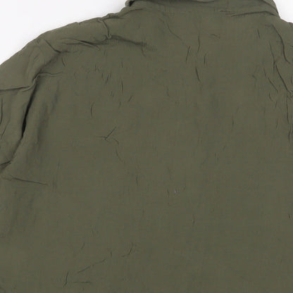 Warehouse Womens Green Viscose Basic Button-Up Size 16 Collared