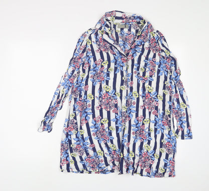 Additional front view of ASOS women’s multicoloured geometric viscose a-line, size UK 10, collared button