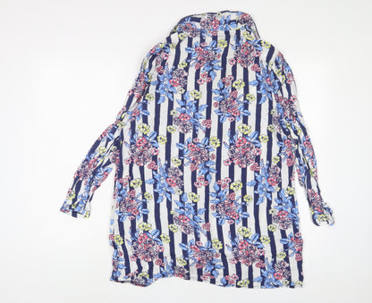Back view of ASOS women’s multicoloured geometric viscose a-line, size UK 10, collared button