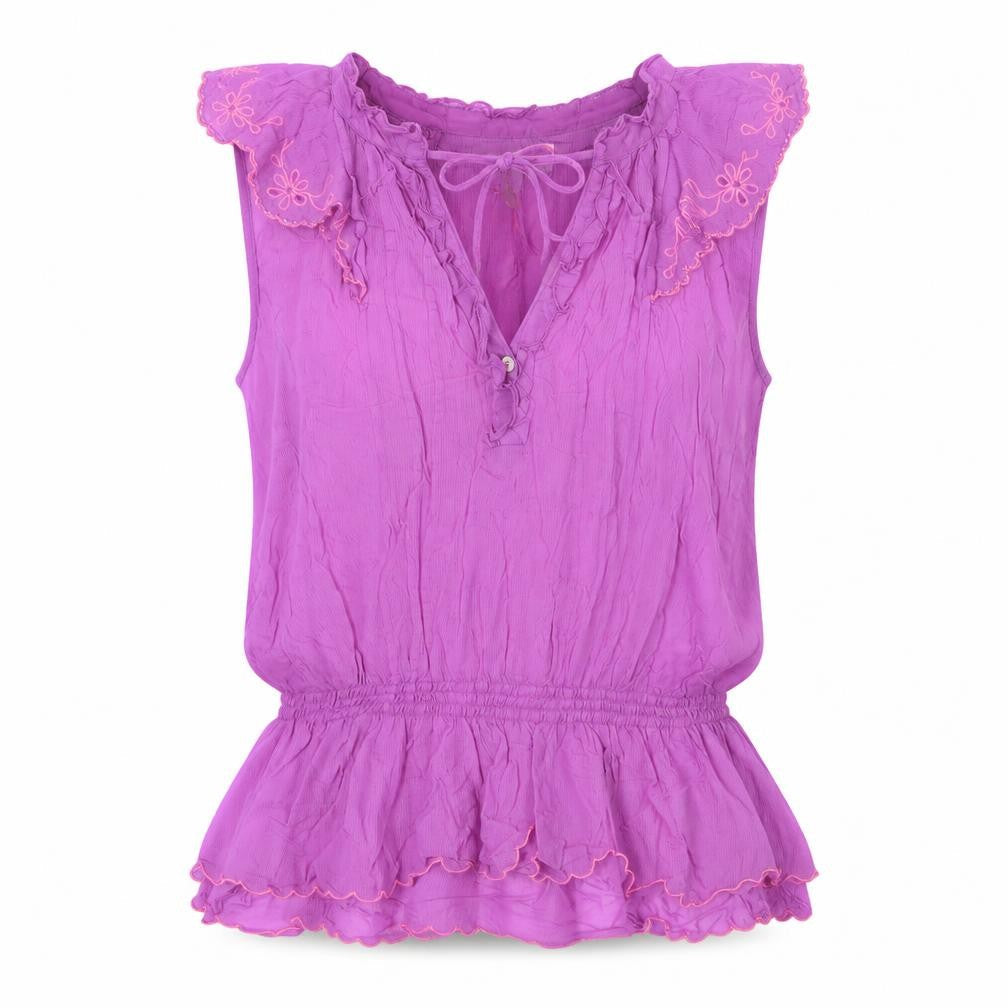 River Island Womens Purple Viscose Basic Tank Size 14 V-Neck - Embroidered