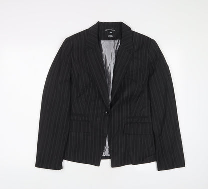 Marks & Spencer Womens Grey Striped Jacket Blazer Size 12 Button