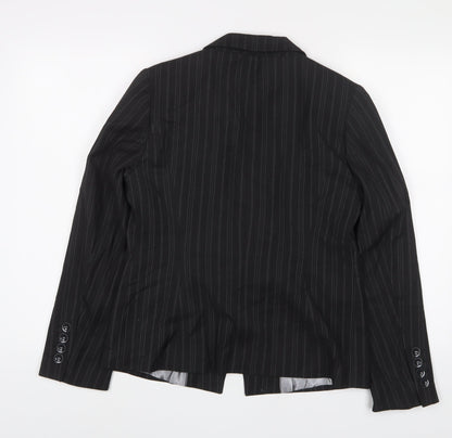 Marks & Spencer Womens Grey Striped Jacket Blazer Size 12 Button