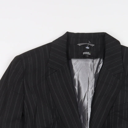 Marks & Spencer Womens Grey Striped Jacket Blazer Size 12 Button