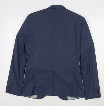 Next Mens Blue Polyester Jacket Blazer Size 38 Regular