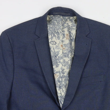 Next Mens Blue Polyester Jacket Blazer Size 38 Regular