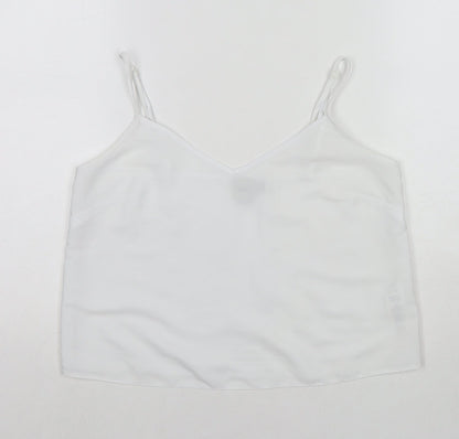 Additional front view of ASOS women’s white polyester camisole tank, size UK 10, v-neck