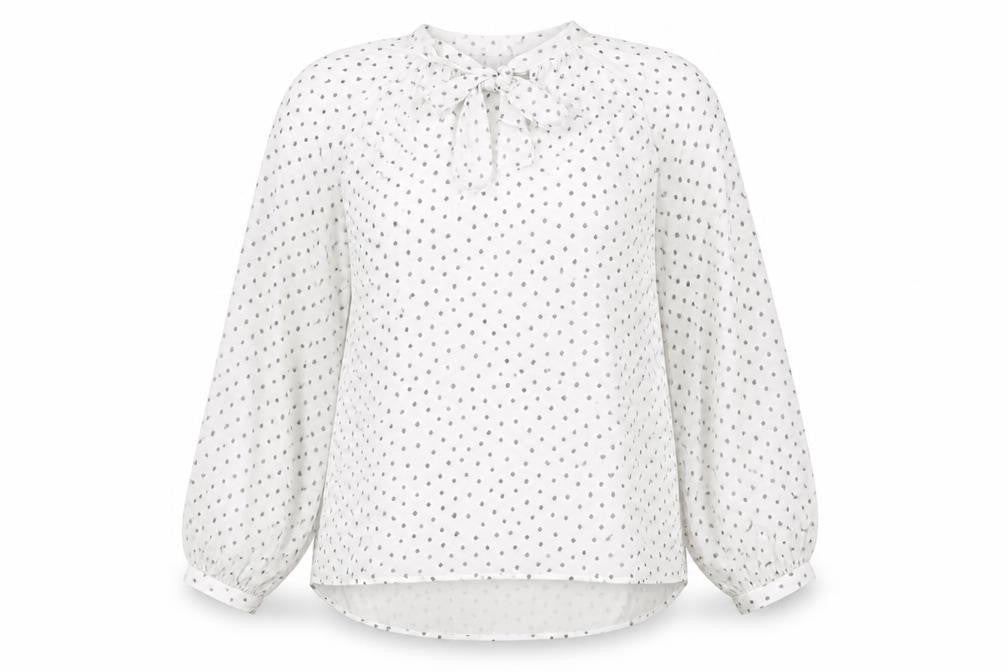 Marks & Spencer Womens White Polka Dot Polyester Basic Blouse Size 12 Round Neck