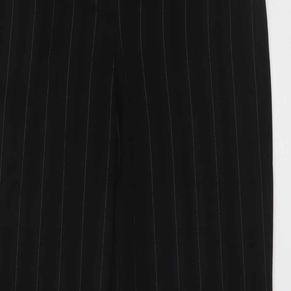 AMARANTO Womens Black Striped Polyester Trousers Size 10 L31 in Regular