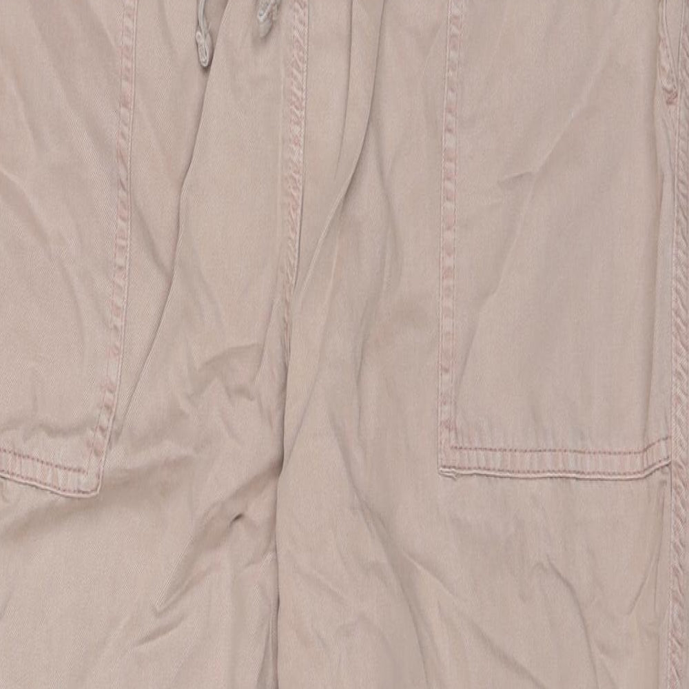 Marks and Spencer Womens Beige Lyocell Trousers Size 18 L28 in Regular Zip
