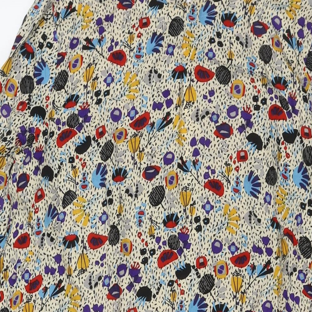 H&M Womens Multicoloured Floral Viscose A-Line Size 12 Round Neck Button