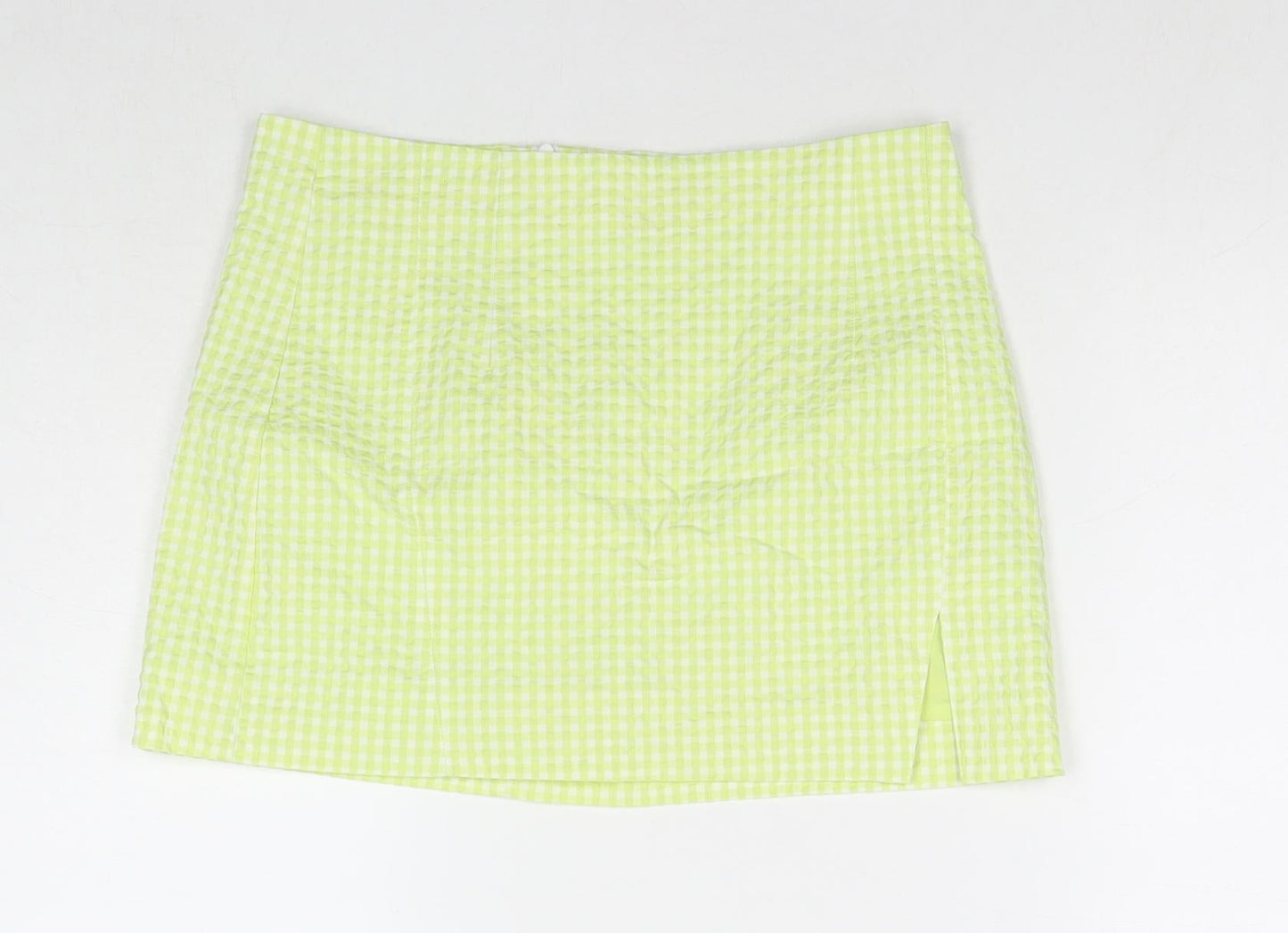 Zara Womens Green Polyester Mini Skirt Size M Zip