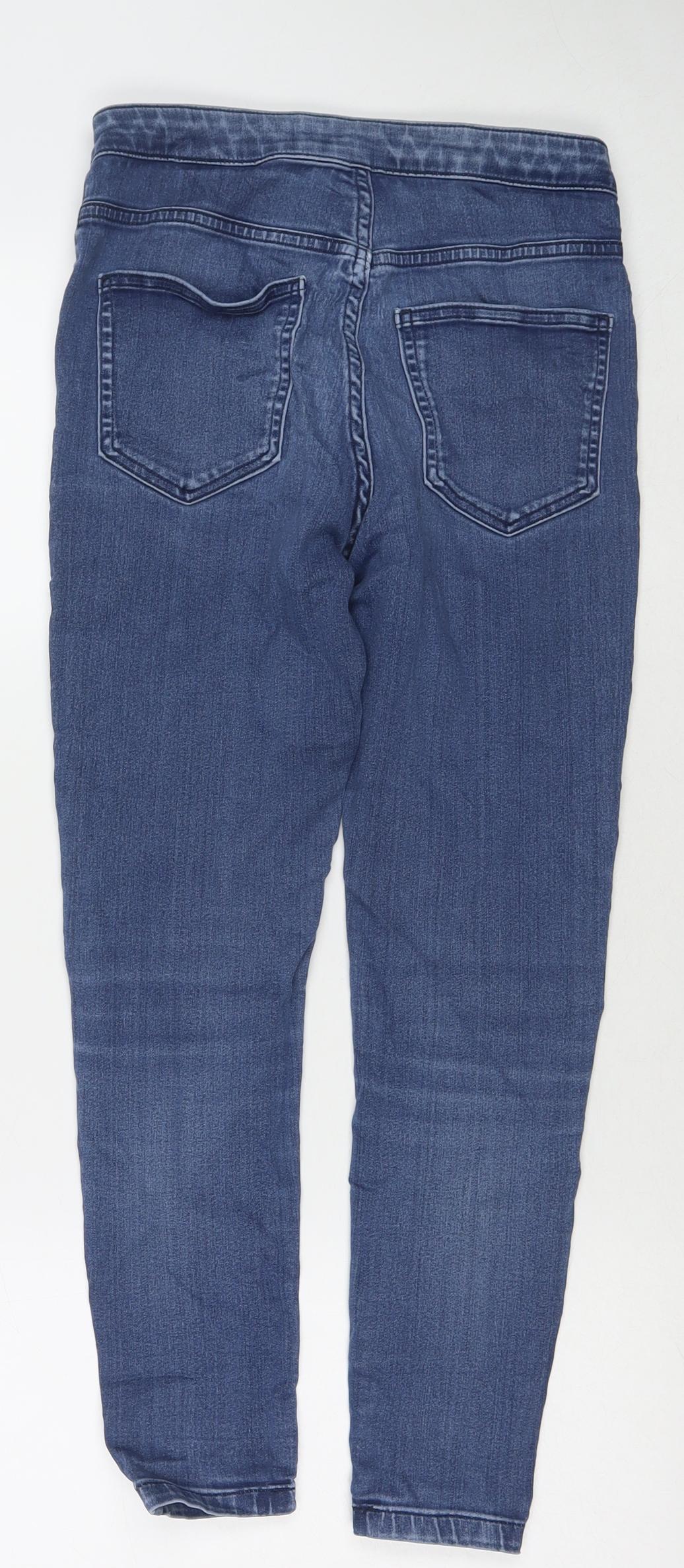 Marks and Spencer Womens Blue Cotton Skinny Jeans Size 10 L24 in Regular Zip
