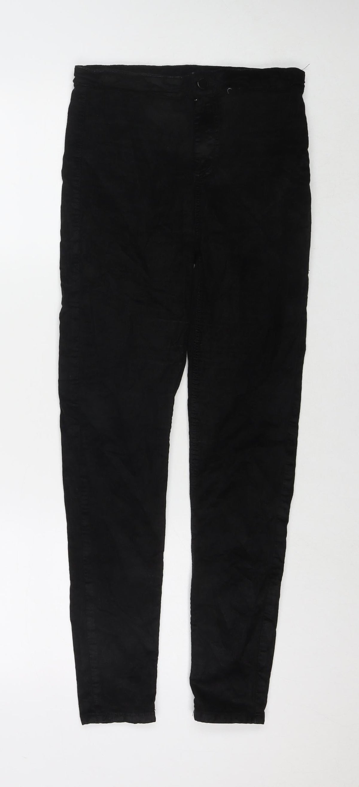 Topshop Womens Black Cotton Trousers Size 28 in L32 in Regular Zip