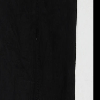 Topshop Womens Black Cotton Trousers Size 28 in L32 in Regular Zip
