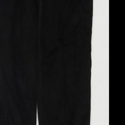 Topshop Womens Black Cotton Trousers Size 28 in L32 in Regular Zip